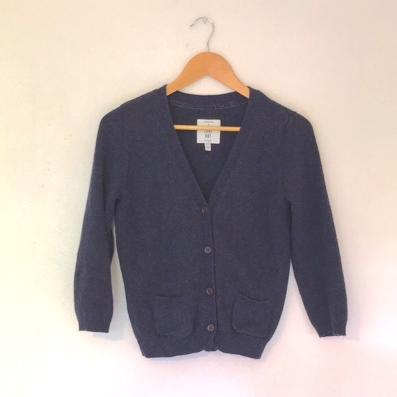 Tan Elbow Patch Blue Cardigan - M - Picture 2 of 8